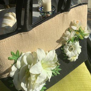Tan and Black Tote Bag